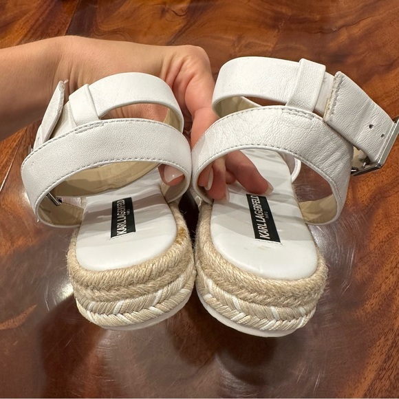 NWOT Karl Lagerfeld White Adalina-Studs Pearl Espadille Sandals size 7.5 - Picture 4 of 11